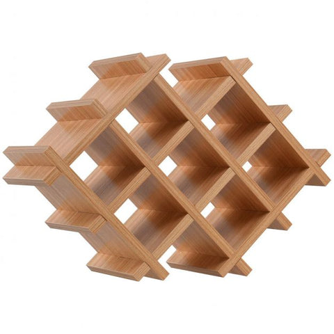 Floating Wall Mounted Wine Rack with Four Separate Shelves, 2 with Glass Storage-Natural