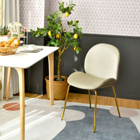 Glamorous Set of 2 Velvet Dining Chairs with Golden Legs