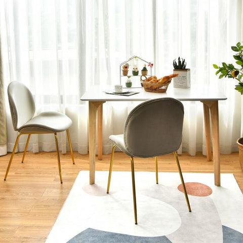 Glamorous Set of 2 Velvet Dining Chairs with Golden Legs
