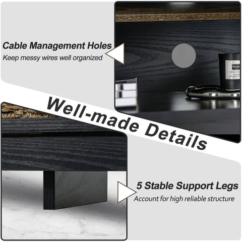 Modern and Ultra-Spacious TV Stand with Sleek Design and 58 inch TV Capacity in Black