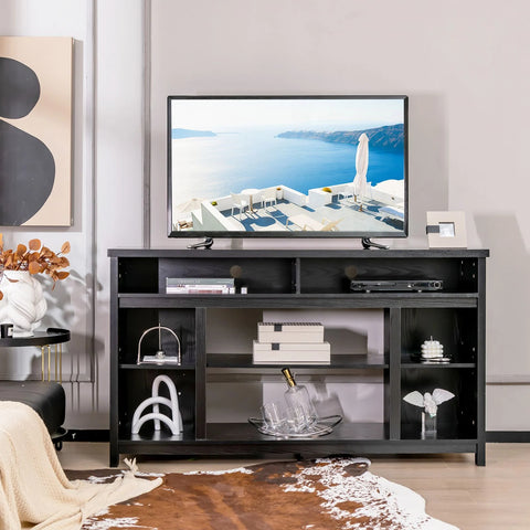 Modern and Ultra-Spacious TV Stand with Sleek Design and 58 inch TV Capacity in Black