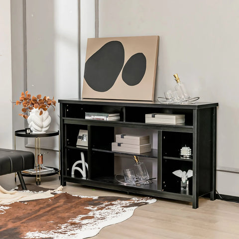Modern and Ultra-Spacious TV Stand with Sleek Design and 58 inch TV Capacity in Black