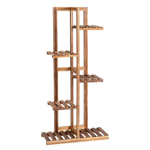 Patio 5 Tier Wooden Plant Stand with Vertical Design in Brown