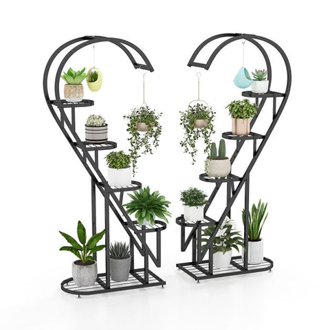 5 Tier Heart Shaped Plant Storage Stand with Metal Frame