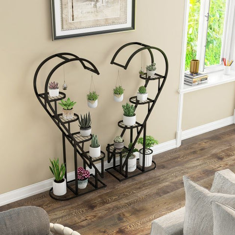 5 Tier Heart Shaped Plant Storage Stand with Metal Frame