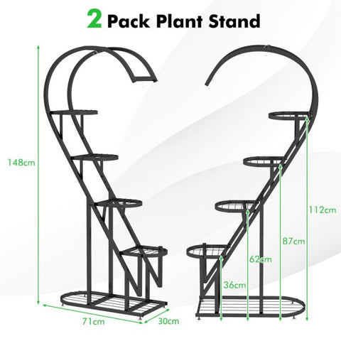 5 Tier Heart Shaped Plant Storage Stand with Metal Frame
