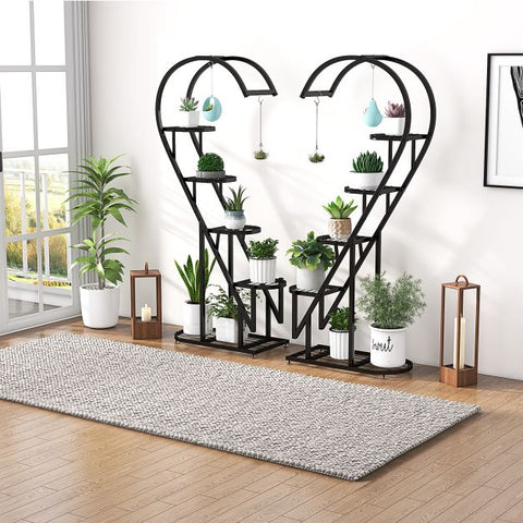 5 Tier Heart Shaped Plant Storage Stand with Metal Frame