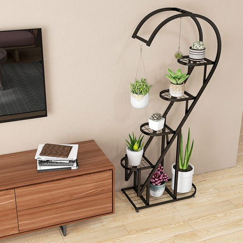 5 Tier Heart Shaped Plant Storage Stand with Metal Frame