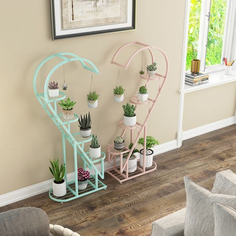 5 Tier Heart Shaped Plant Storage Stand with Metal Frame