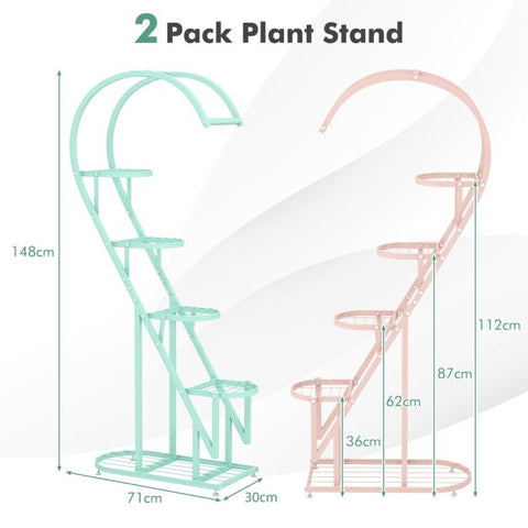 5 Tier Heart Shaped Plant Storage Stand with Metal Frame
