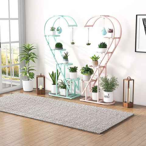 5 Tier Heart Shaped Plant Storage Stand with Metal Frame