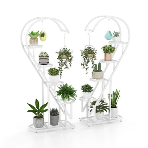 5 Tier Heart Shaped Plant Storage Stand with Metal Frame