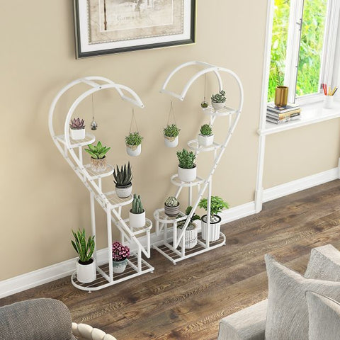 5 Tier Heart Shaped Plant Storage Stand with Metal Frame