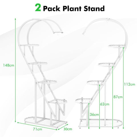 5 Tier Heart Shaped Plant Storage Stand with Metal Frame