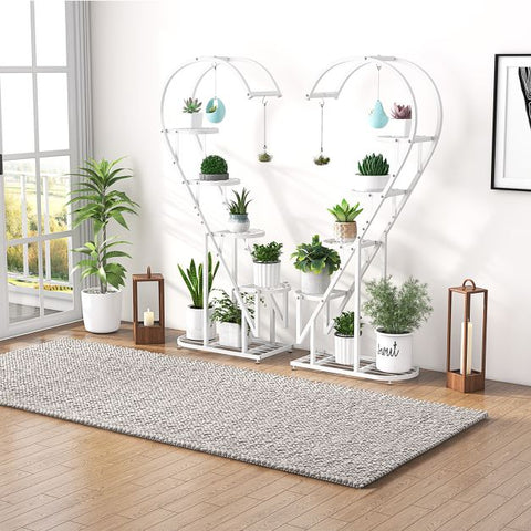 5 Tier Heart Shaped Plant Storage Stand with Metal Frame