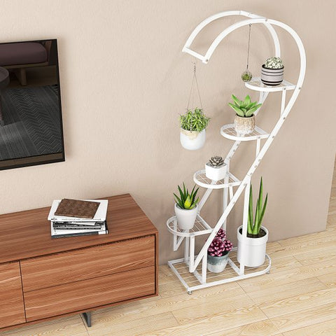 5 Tier Heart Shaped Plant Storage Stand with Metal Frame