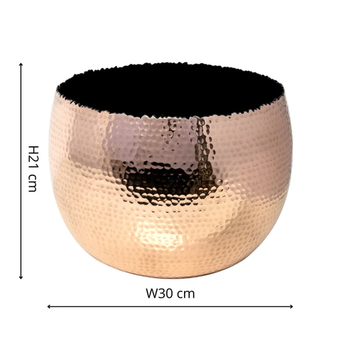 Industrial Hammered Bowl Indoor Planter in Copper and Black