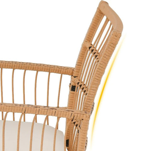 Outdoor Wicker Conversation Furniture Set with Back Cushions in White