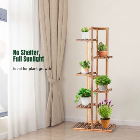 Patio 6 Tier Multi-Function Plant Stand with Stable Design in Brown