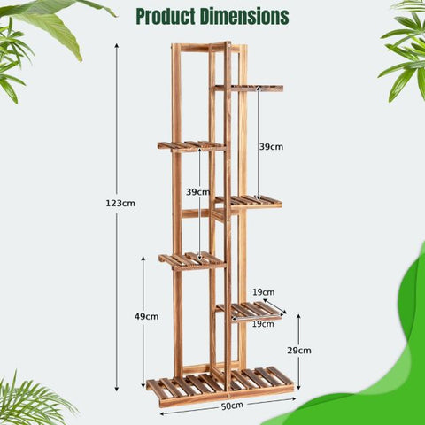 Patio 6 Tier Multi-Function Plant Stand with Stable Design in Brown