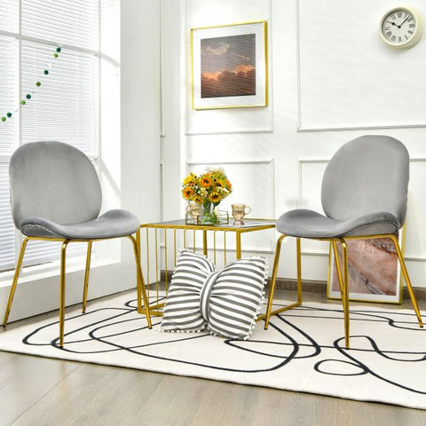 Glamorous Set of 2 Velvet Dining Chairs with Golden Legs