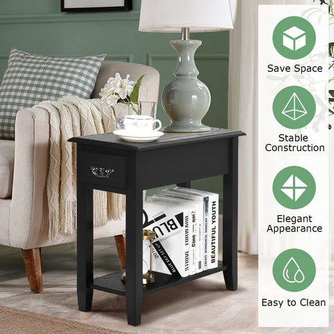 Compact and Elegant Rubber Wood Side Table with 2 Tier Design and Ample Storage