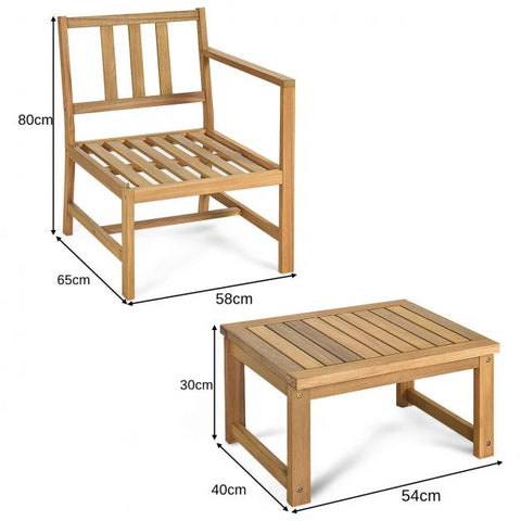 Garden Wooden Chair and Table Set with soft Cushions and Sturdy Design