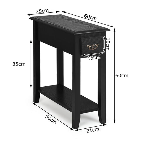Compact and Elegant Rubber Wood Side Table with 2 Tier Design and Ample Storage