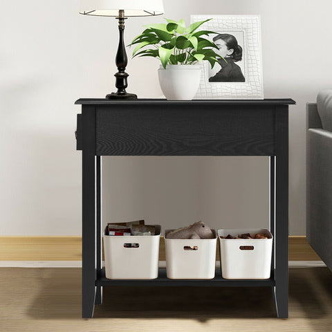 Compact and Elegant Rubber Wood Side Table with 2 Tier Design and Ample Storage