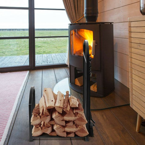 Firewood Rack Set with 4 Tools for Fireplace Log Storage