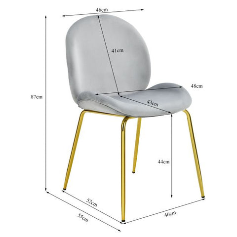 Glamorous Set of 2 Velvet Dining Chairs with Golden Legs