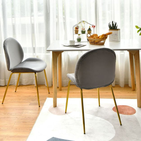 Glamorous Set of 2 Velvet Dining Chairs with Golden Legs