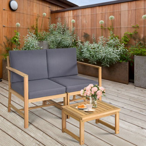 Garden Wooden Chair and Table Set with soft Cushions and Sturdy Design