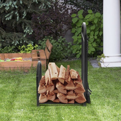 Firewood Rack Set with 4 Tools for Fireplace Log Storage