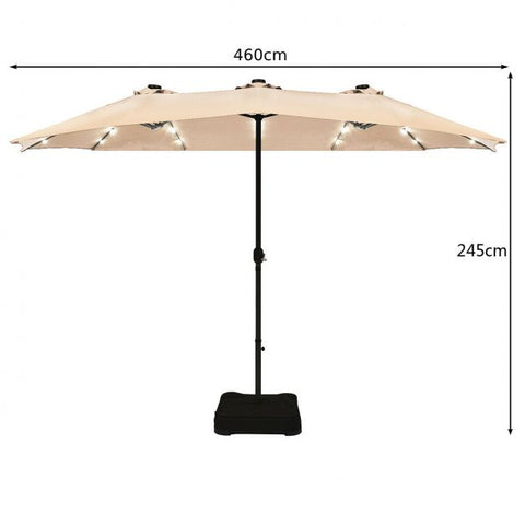 Patio Large Crank Handle Umbrella with LED Lights