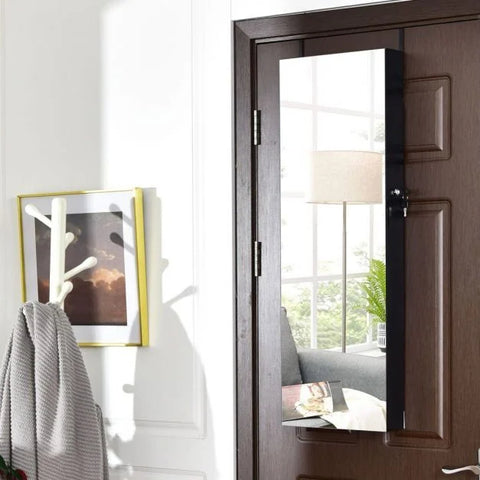 Mounted Spacious Jewellery Cabinet with Lock and Integrated LED Lights
