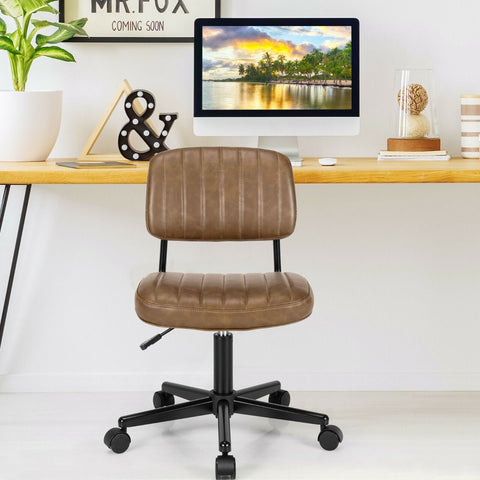 Adjustable Armless Chair with 360 Degree Rotating Seat Ergonomic Backrest