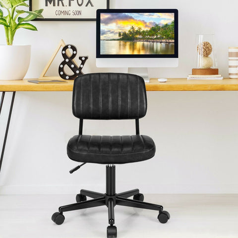 Adjustable Armless Chair with 360 Degree Rotating Seat Ergonomic Backrest
