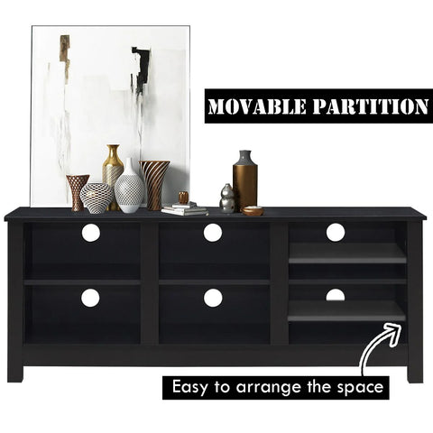 Sleek and Modern Multi-Use TV Cabinet with Cable Management Holes and Adjustable Shelves