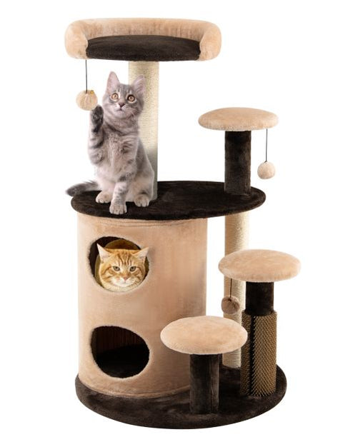 6-Tier Cat Tower: Scratching Posts + Self Groomer