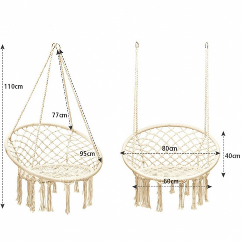 Fairy Hanging Swing Chair with Metal Rings