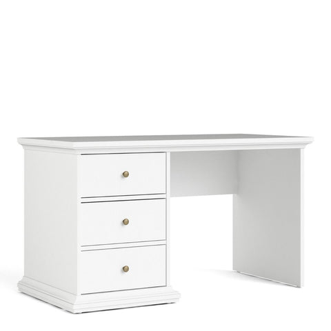 Classic and Spacious Working Desk with Drawers and Romantic Design in White