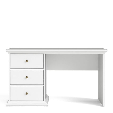 Classic and Spacious Working Desk with Drawers and Romantic Design in White