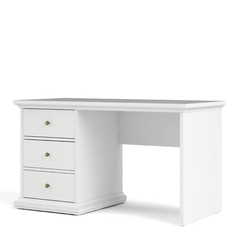 Classic and Spacious Working Desk with Drawers and Romantic Design in White