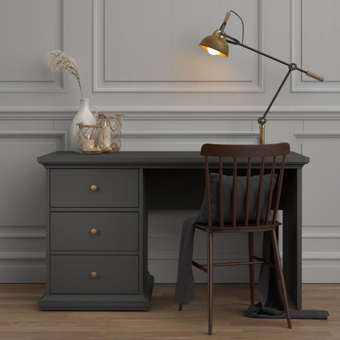 Classic and Spacious Working Desk with Drawers and Romantic Design in White