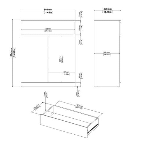 Contemporary 1-Drawer, 2-Door Sideboard