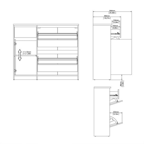 Elegant Spacious Shoe Cabinet with Storage Drawer and Flip Down Doors in Matt Black