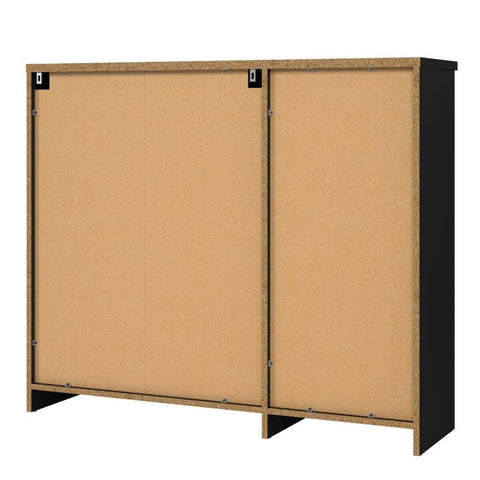 Elegant Spacious Shoe Cabinet with Storage Drawer and Flip Down Doors in Matt Black