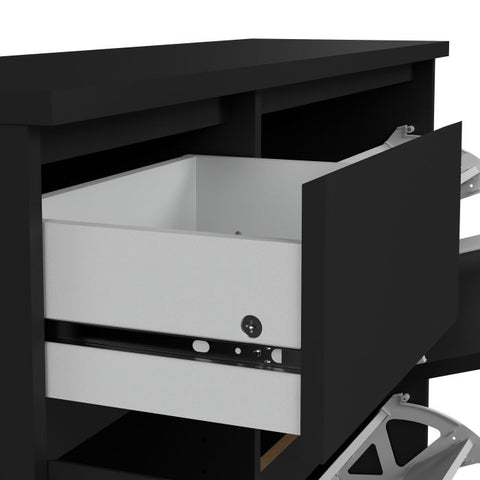 Elegant Spacious Shoe Cabinet with Storage Drawer and Flip Down Doors in Matt Black