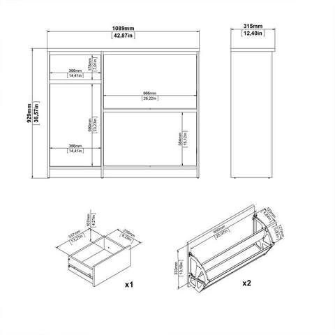 Elegant Spacious Shoe Cabinet with Storage Drawer and Flip Down Doors in Matt Black